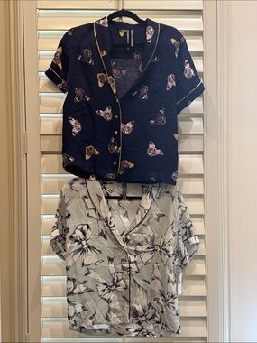 Anthropologie (2) Butterfly Print  & Ribbon Tops